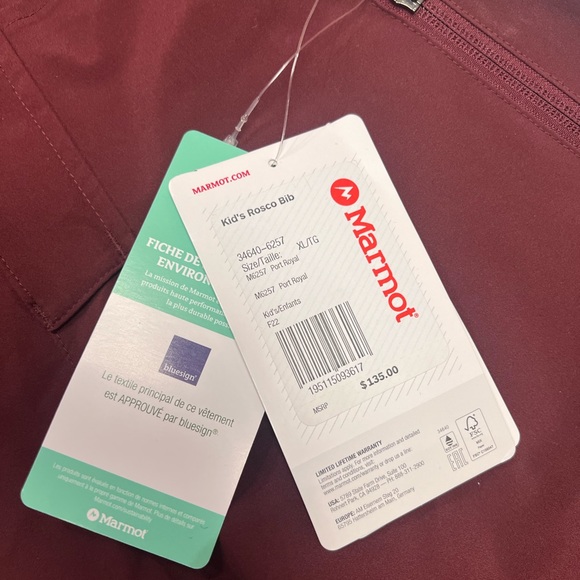 NWT MARMOT Kid's Rosco Bib - Picture 9 of 12